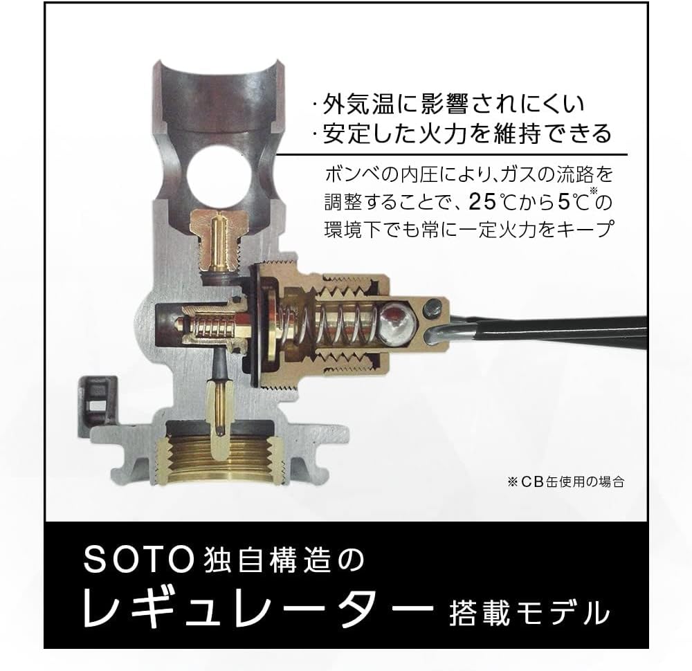 SOTO ST-340 Range Single Burner, Equipped with Micro Regulator (High Heat Power, Wind Resistant), CB Can, Group Camping Regulator Stove, Range, Made in Japan, Silver