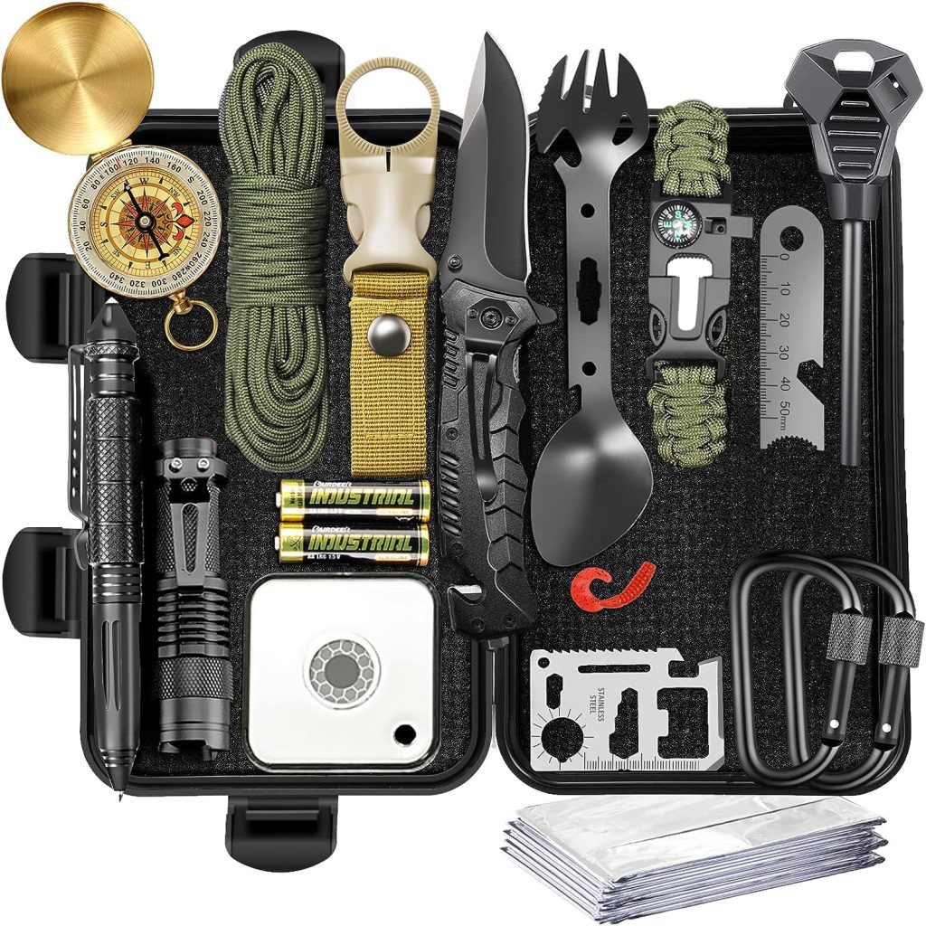 Survival Gear, Emergency Survival Kit and Equipment, Gifts for Men Dad Husband Women Him Valentines Day, Christmas Stocking Stuffers, Camping Hiking Hunting Birthday Ideas for Boy, Camping Accessories