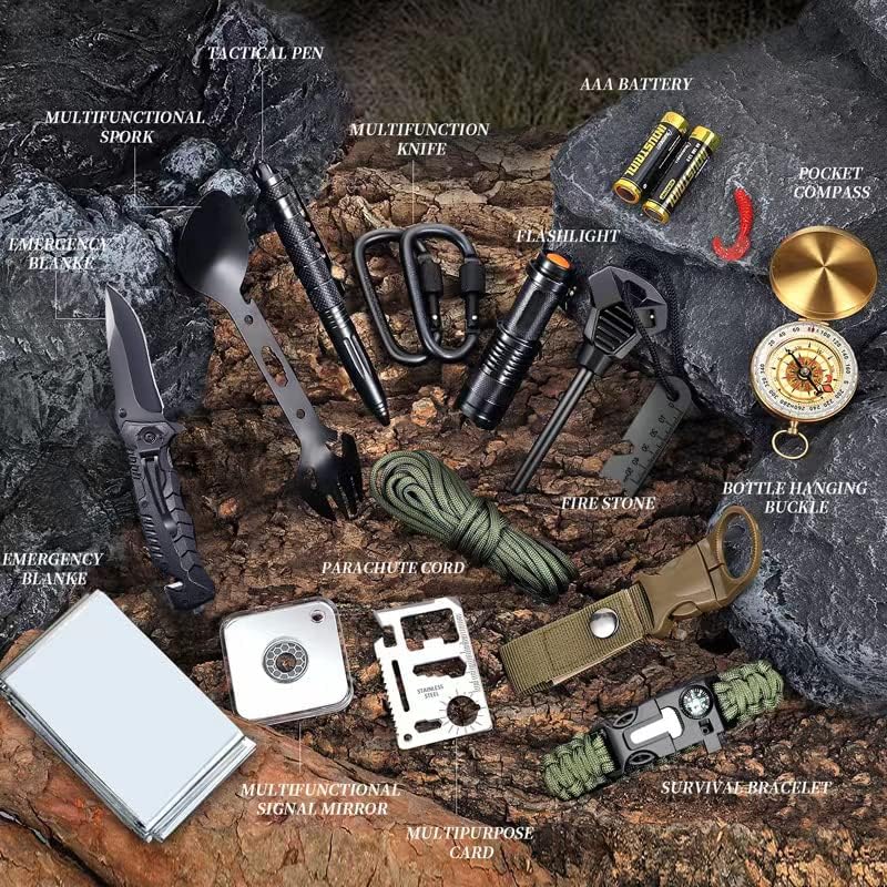 Survival Gear, Emergency Survival Kit and Equipment, Gifts for Men Dad Husband Women Him Valentines Day, Christmas Stocking Stuffers, Camping Hiking Hunting Birthday Ideas for Boy, Camping Accessories