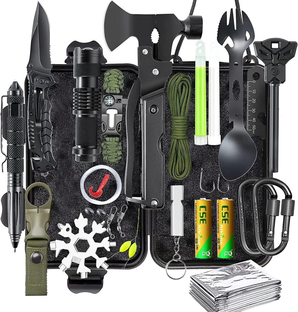 Survival Gear Kit, 21 in 1 Survival Gear and Equipment, Cool Top Gadgets Christmas Birthday Gifts for Men Dad Him Husband Boyfriend Teen Boy Camping Fishing Hunting Hiking