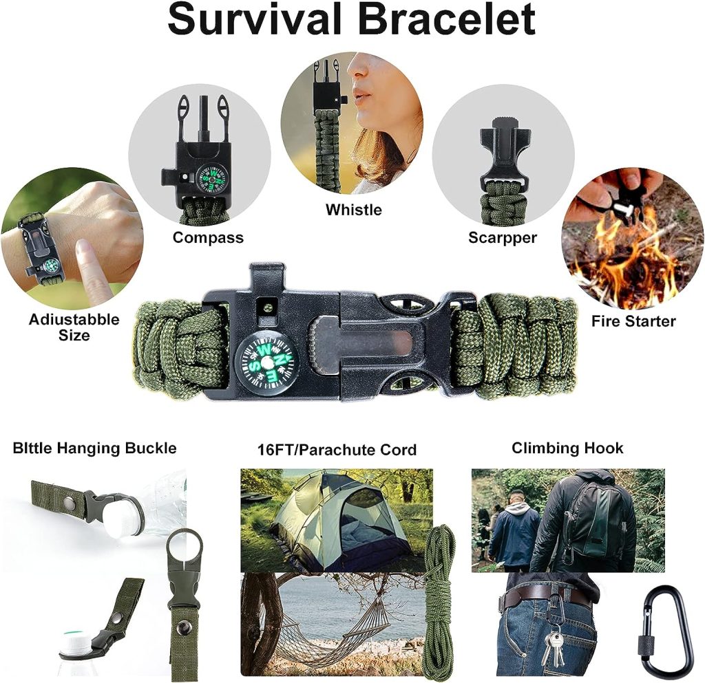 Survival Gear Kit, 21 in 1 Survival Gear and Equipment, Cool Top Gadgets Christmas Birthday Gifts for Men Dad Him Husband Boyfriend Teen Boy Camping Fishing Hunting Hiking