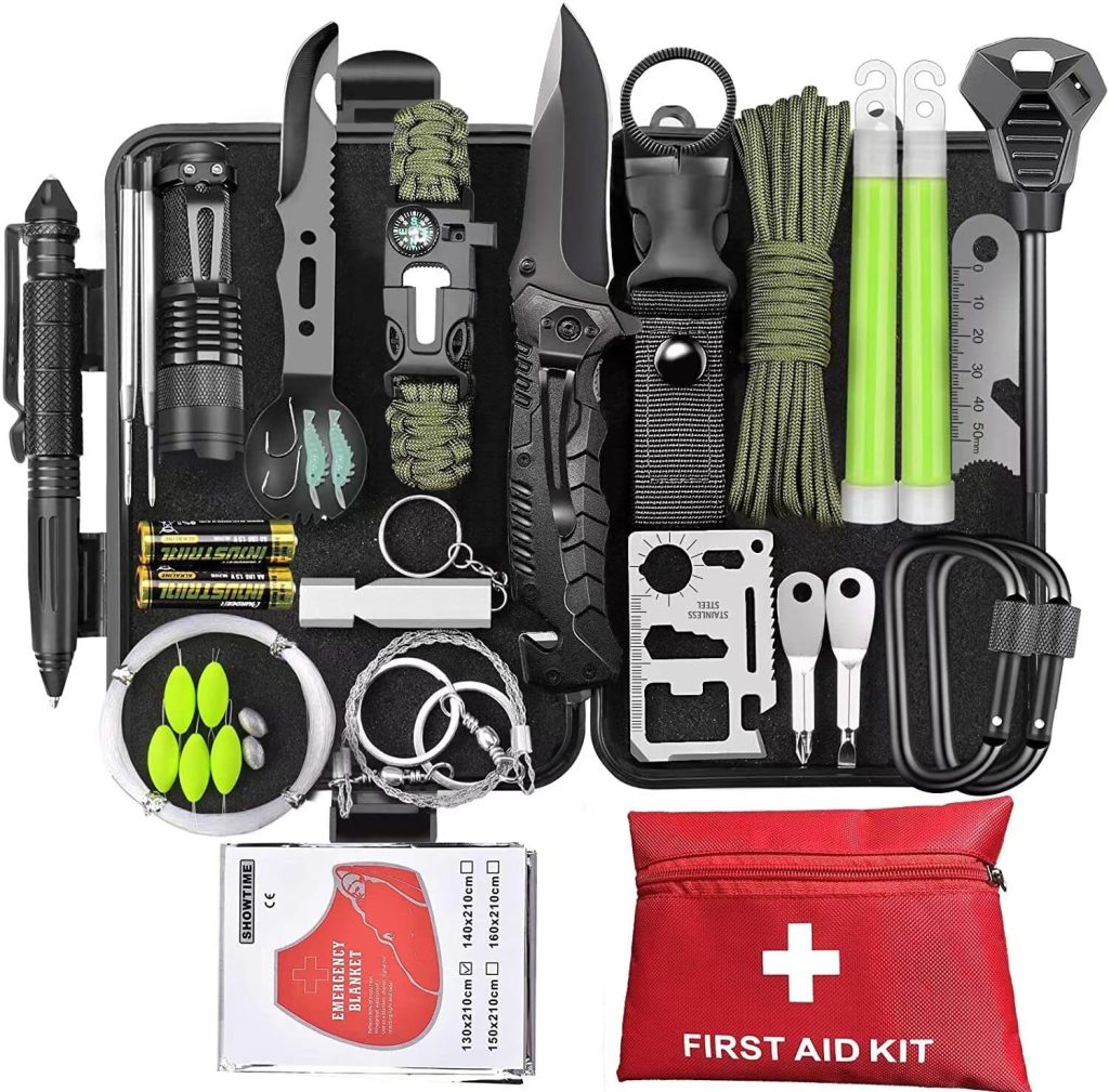 Survival Gear, Survival Gear and Equipment First Aid Kit 72 in 1, Survival Kits, Gifts for Men Dad Husband Fathers Day, Hiking Hunting Birthday Ideas for Women Him, Cool Gadgets, Camping Accessories