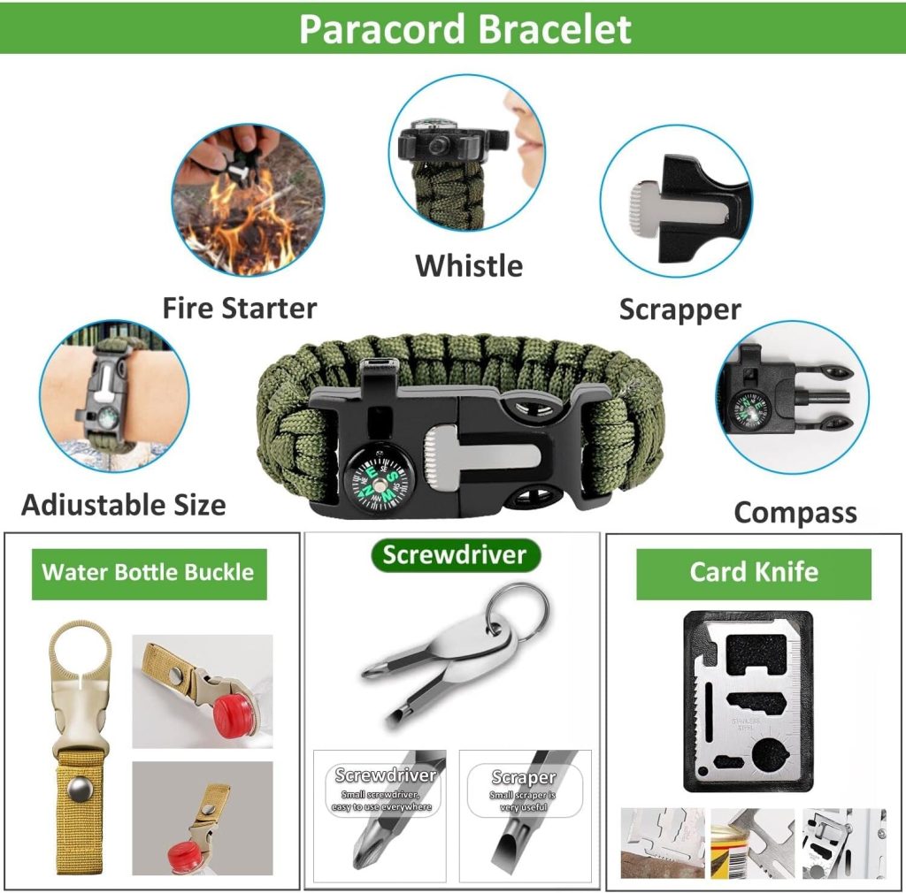 Survival Gear, Survival Gear and Equipment First Aid Kit 72 in 1, Survival Kits, Gifts for Men Dad Husband Fathers Day, Hiking Hunting Birthday Ideas for Women Him, Cool Gadgets, Camping Accessories