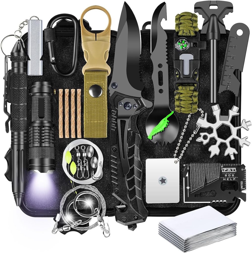 Survival Kits, Gifts for Men Dad Husband Him - 28-in-1 Survival Gear and Equipment, Stocking Stuffers for Man Christmas Birthday Gifts, Unique Cool Gadgets for Camping, Hiking, Hunting, Fishing