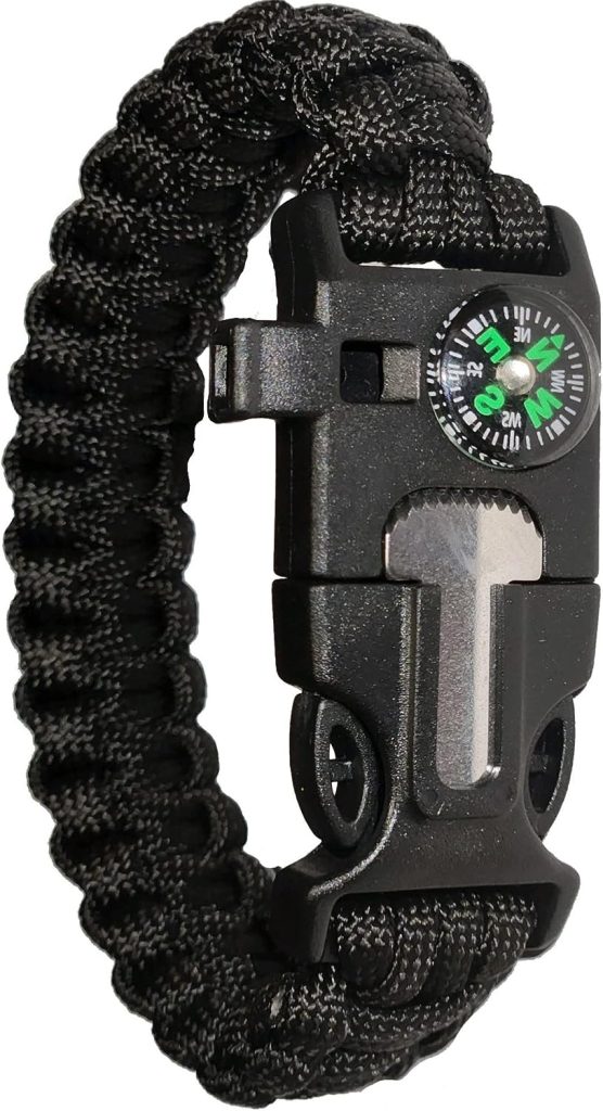 Survival Paracord Bracelet 5 in 1 - Compass - Fire Starter  Scrapper - Safety Whistle - Ideal Backup Equipment for Hiking, Camping, Fishing and Hunting Boy Scout Girl Scout Gear