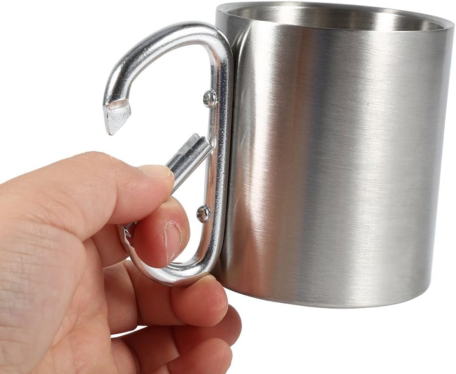 TKSE Stainless Steel Portable Cup Travel Camping Hiking Outdoor Sports Water Cup with Handle