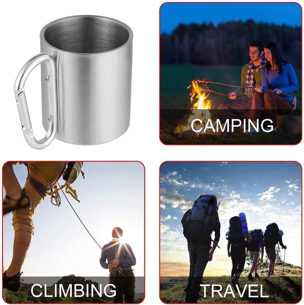 TKSE Stainless Steel Portable Cup Travel Camping Hiking Outdoor Sports Water Cup with Handle