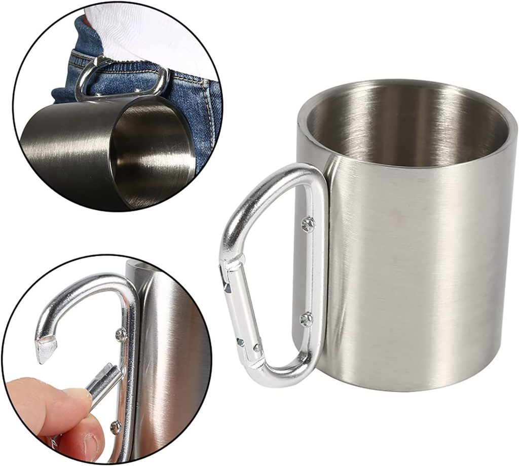 TKSE Stainless Steel Portable Cup Travel Camping Hiking Outdoor Sports Water Cup with Handle