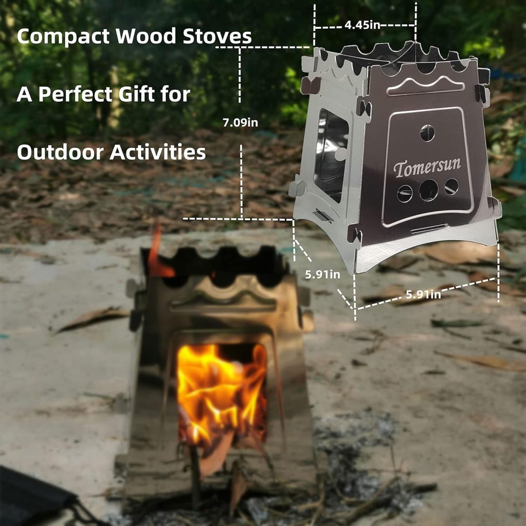 Tomersun Camping Stove Wood Stove Mini Cooker Wood Stove Outdoor for Picnic BBQ Camping Hiking Travel