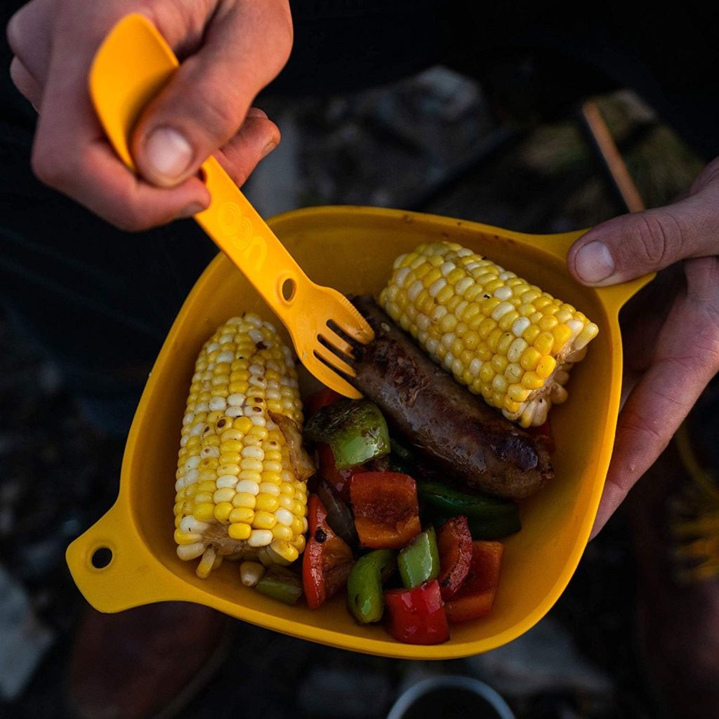 UCO 4-Piece Camping Mess Kit with Bowl, Plate and 3-in-1 Spork Utensil Set