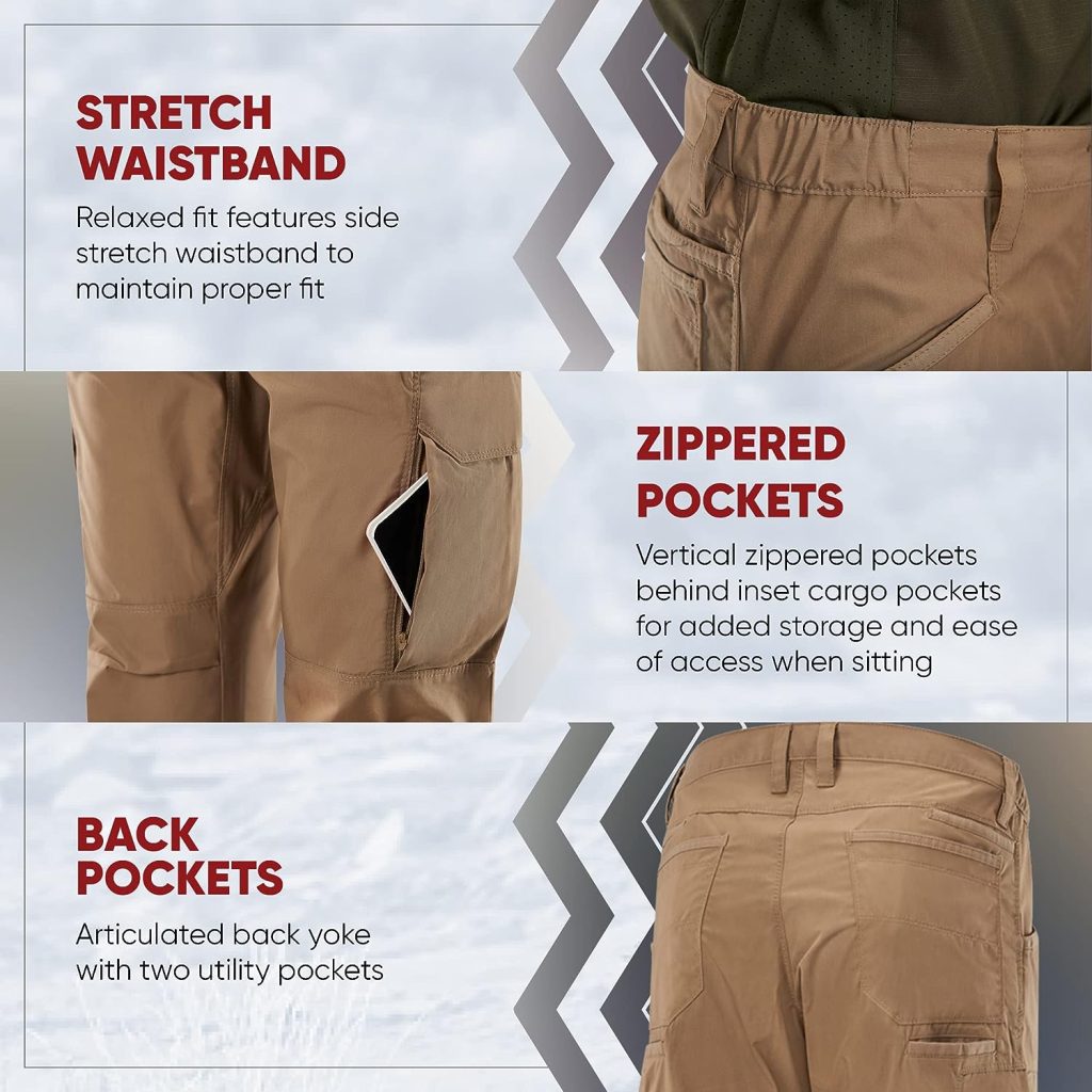 Vertx Mens Tactical Pants Cargo with Pockets Lightweight Relaxed-Fit Outdoor Performance Quick Dry, Fusion Lt Stretch