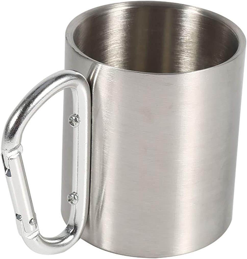 VIFERR Camping Mug, Stainless Steel Cup, Portable Water Cup with Carabiner Handle for Outdoor Travel, Camping, Hiking