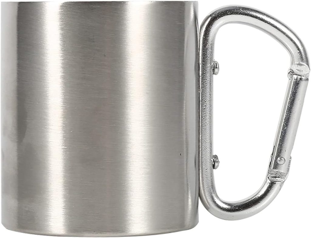 VIFERR Camping Mug, Stainless Steel Cup, Portable Water Cup with Carabiner Handle for Outdoor Travel, Camping, Hiking