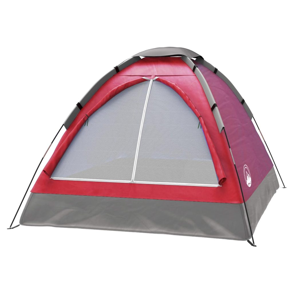 Wakeman 2-Person Tent, Dome Tents for Camping with Carry Bag by Outdoors (Camping Gear for Hiking, Backpacking, and Traveling) - RED, 6.25’ x 4.80’ x 3.50’