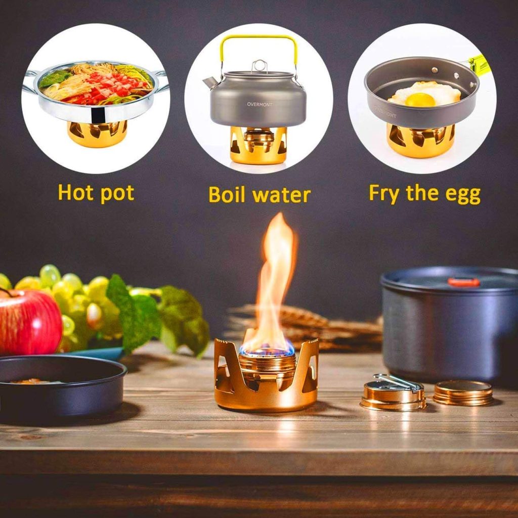 WholeFire Mini Alcohol Burner, Portable Aluminium Alloy Brass Mini Copper Spirit Stove Camping Stove Alcohol Stove for Outdoor Camping, Hiking, Backpacking